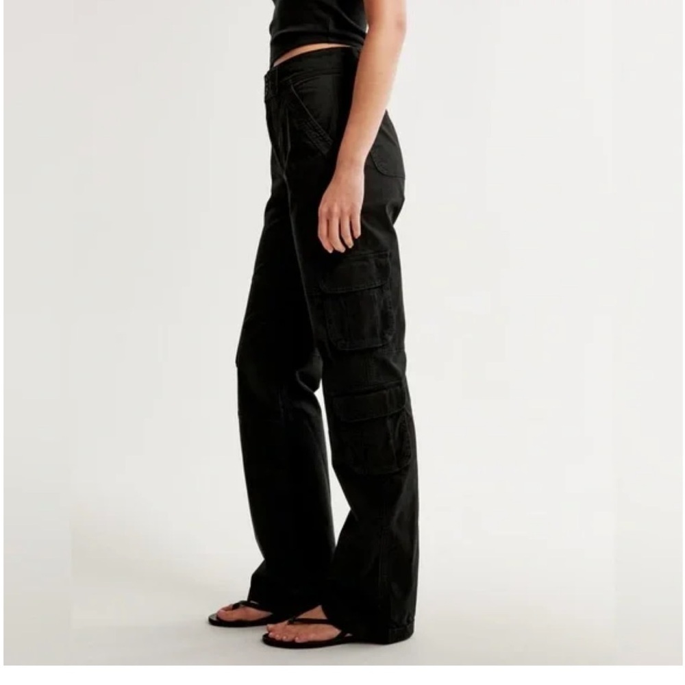 Abercrombie & Fitch Black Wide Leg Cargo Pants - Picture 3 of 10